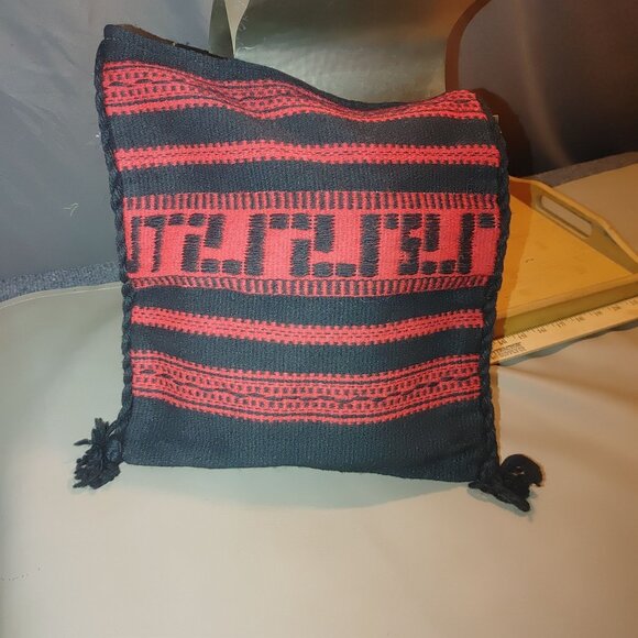Vintage Greek Woven Shoulder Bag Red Black Patterned Greece Rayon Cotton Blend - Picture 2 of 7